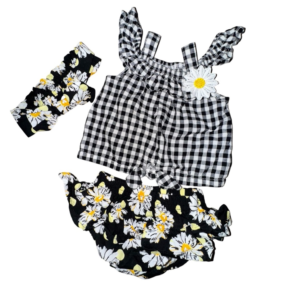 ☀️6/$20☀️ Daisy Fuentes Black and White Floral Kids Set